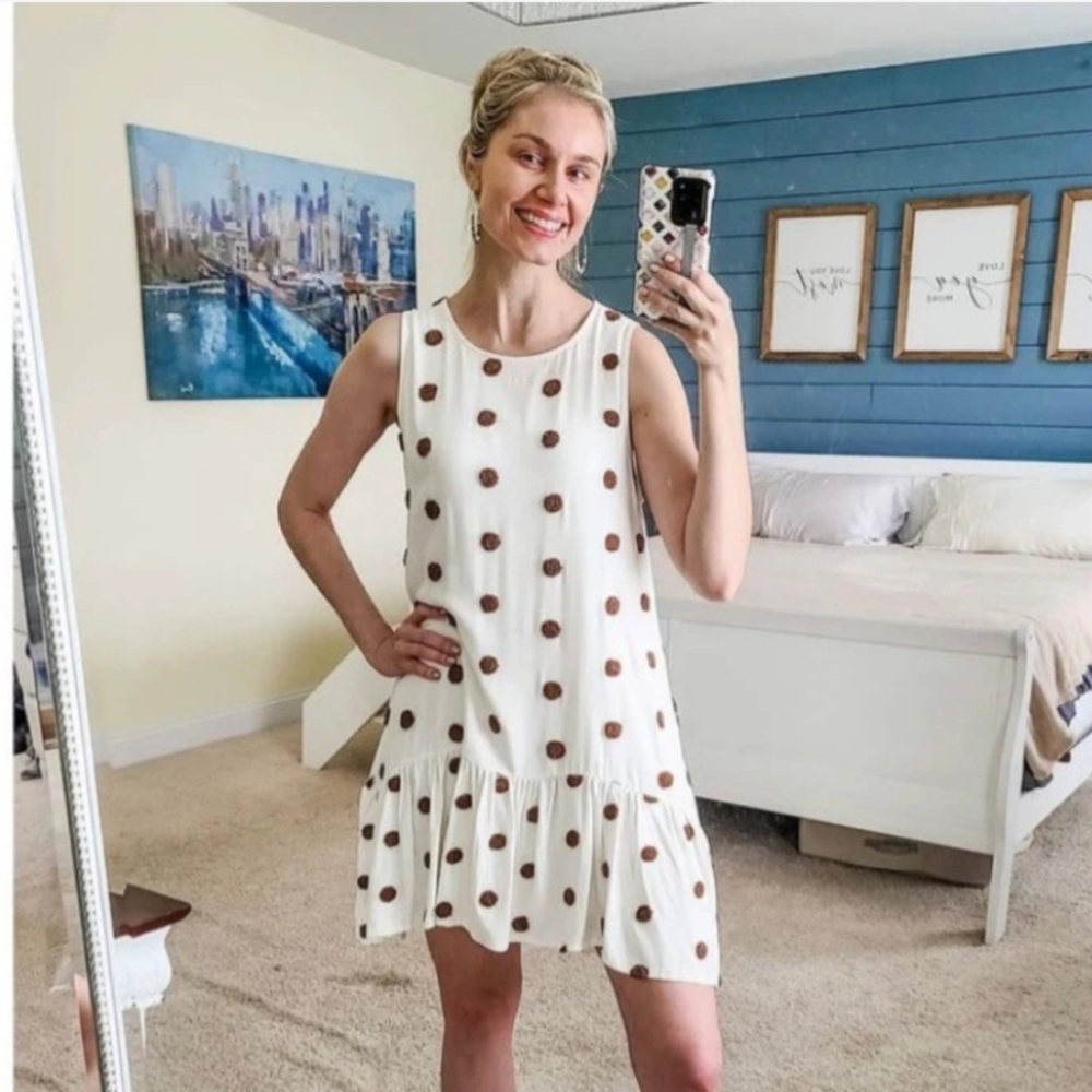 BLU PEPPER CREAM WITH BROWN POLKA DOT DRESS